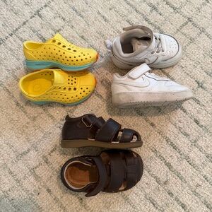 4C Nike Force 1s, Native, and Stride Rite Fisherman Sandlas